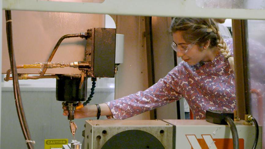 Student working in PCC machine tool classroom